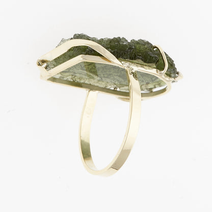 Anello d'oro con Moldavite 3825-1