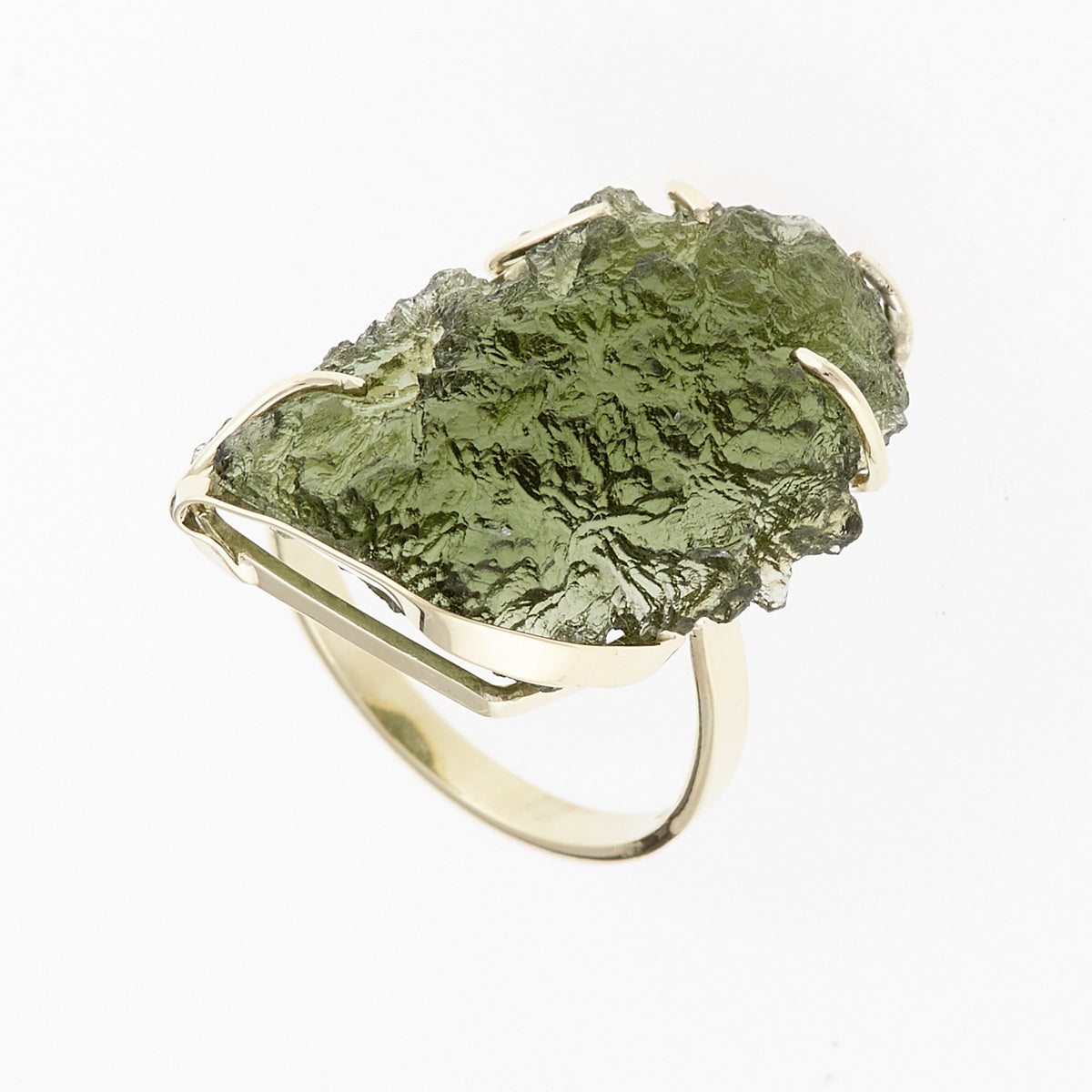 Anello d'oro con Moldavite 3825-1