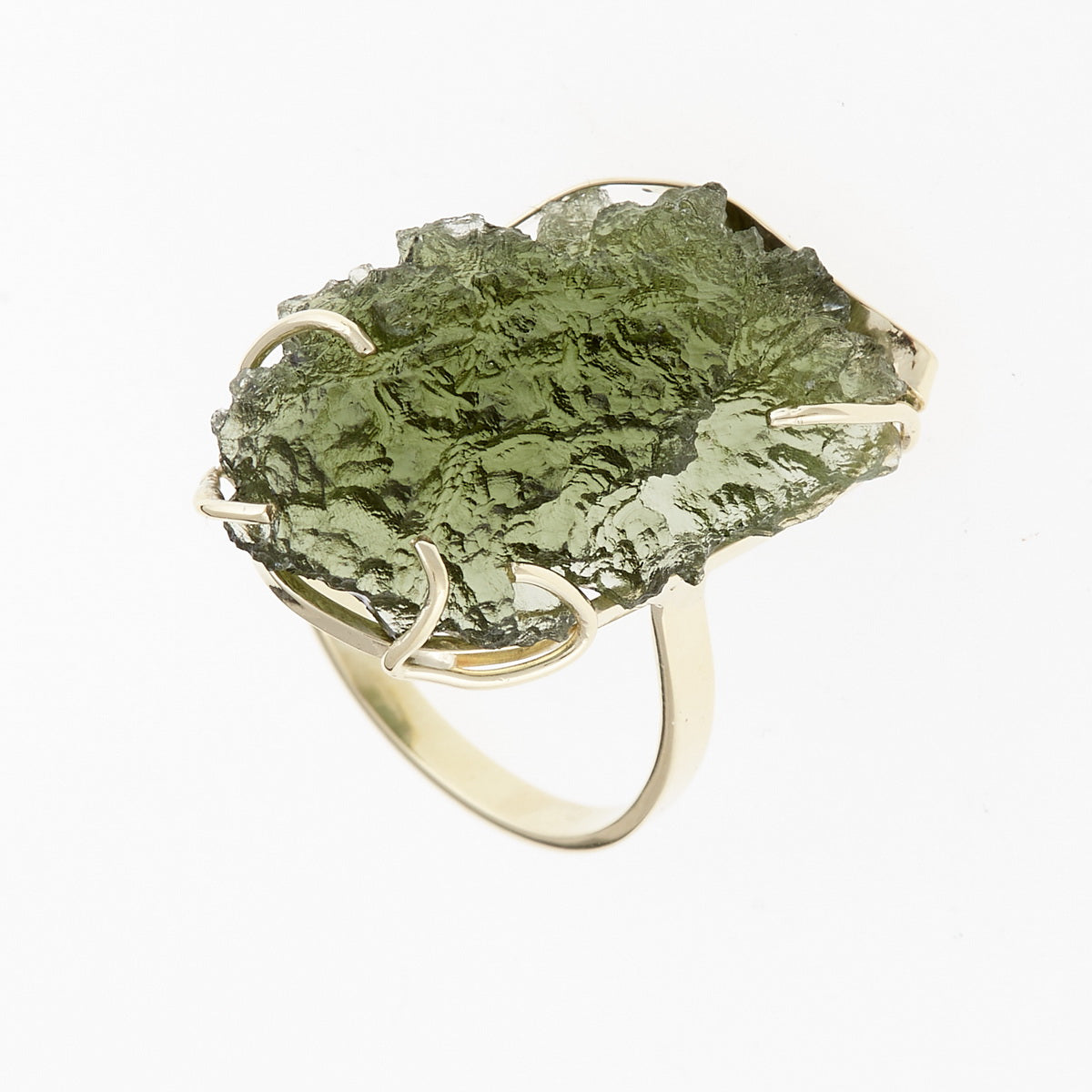 Anello d'oro con Moldavite 3825-1