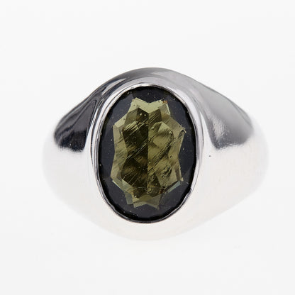 Anello da uomo in Argento con Moldavite 3105 Codice catalogo: AGV3105