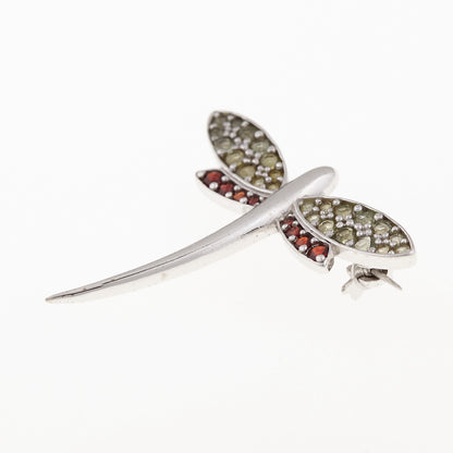 Spilla in argento con Moldavite e Granati – Libellula 5021 Codice prodotto: AGVG5021