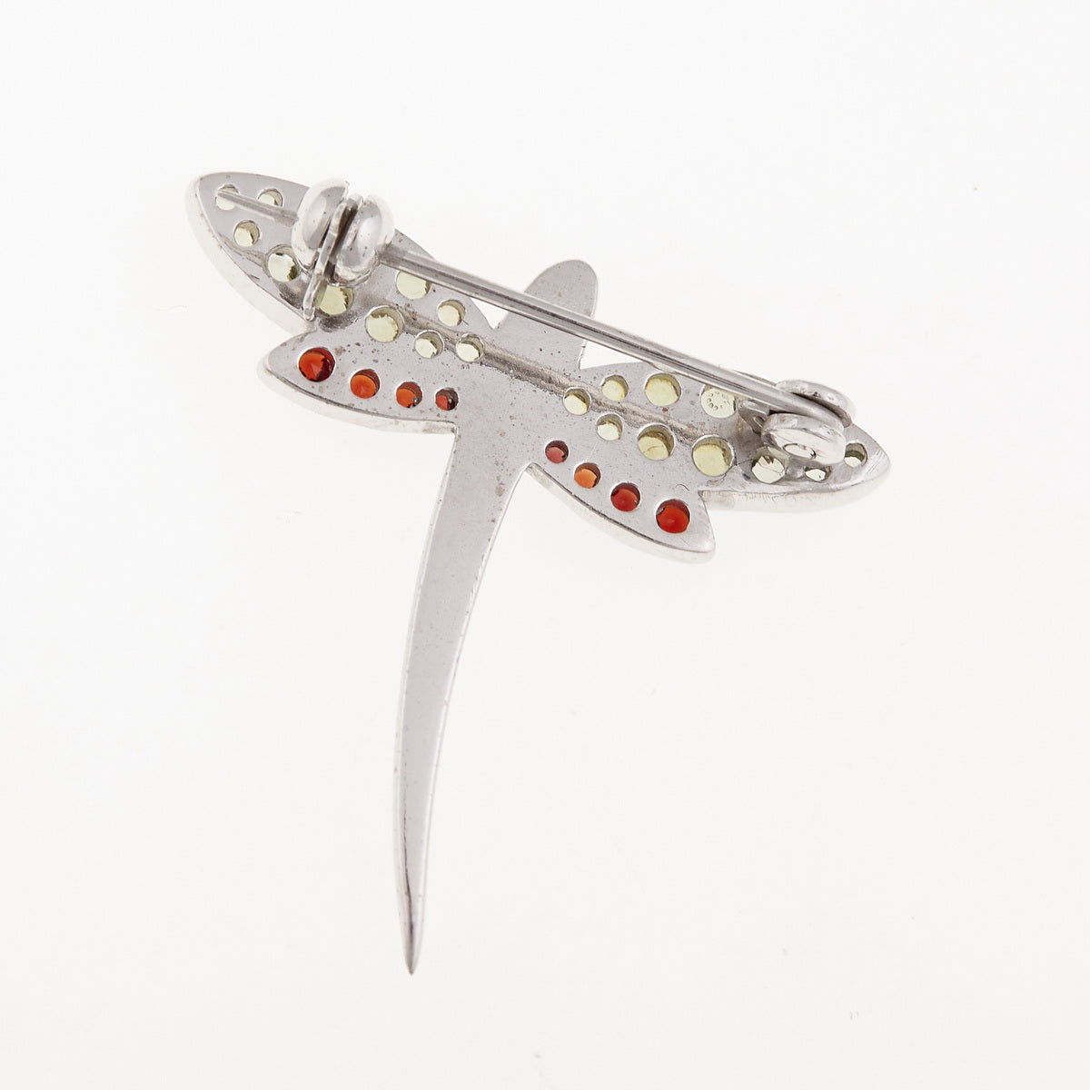 Spilla in argento con Moldavite e Granati – Libellula 5021 Codice prodotto: AGVG5021