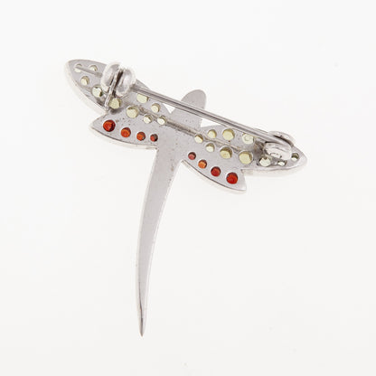 Spilla in argento con Moldavite e Granati – Libellula 5021 Codice prodotto: AGVG5021