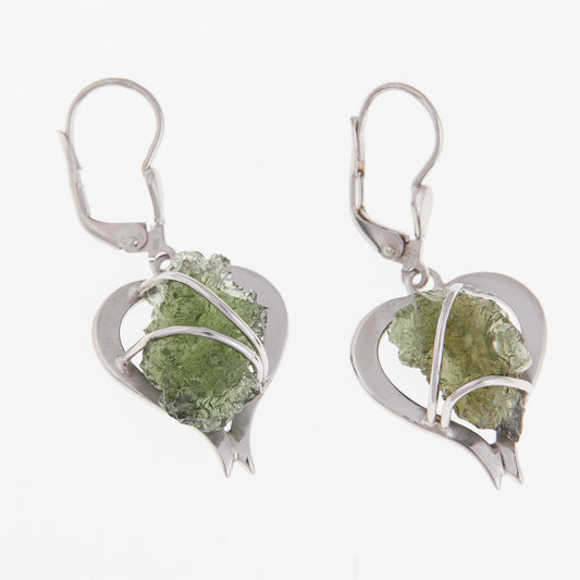Orecchini in argento con Moldaviti naturali – cuore 7036 Codice catalogo: AN7036