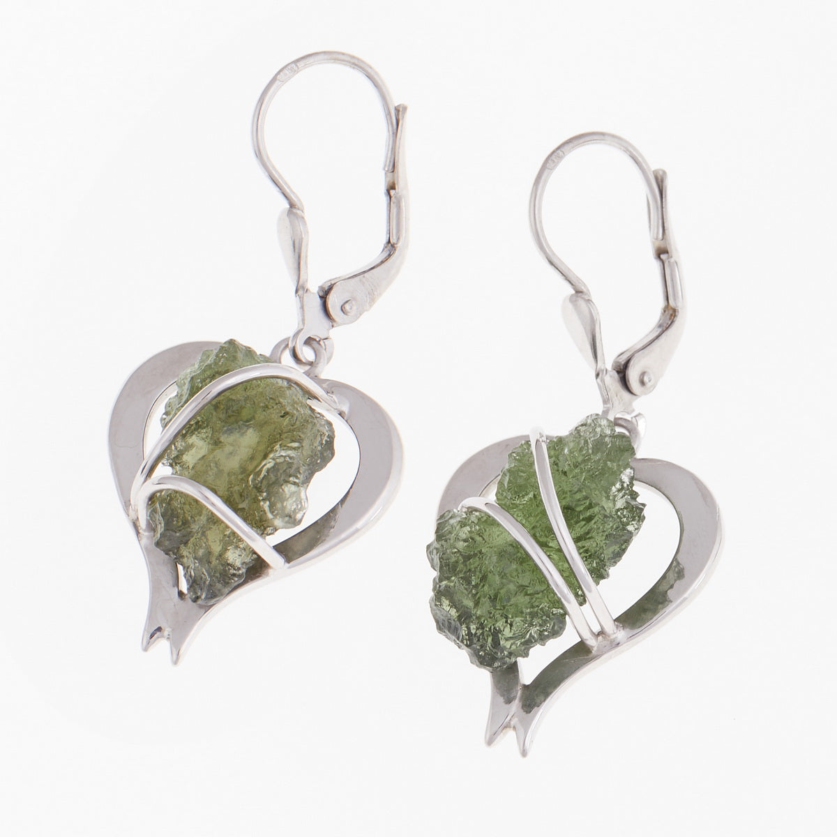 Orecchini in argento con Moldaviti naturali – cuore 7036 Codice catalogo: AN7036