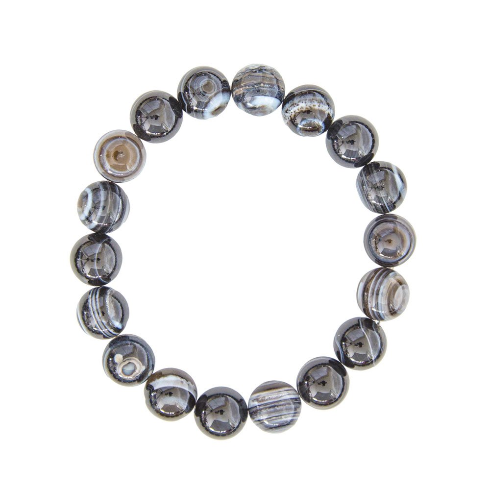 Bracciale in Agata Nera zonata - Pietre con perline