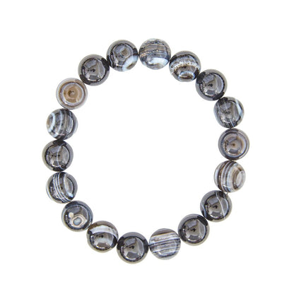 Bracciale in Agata Nera zonata - Pietre con perline