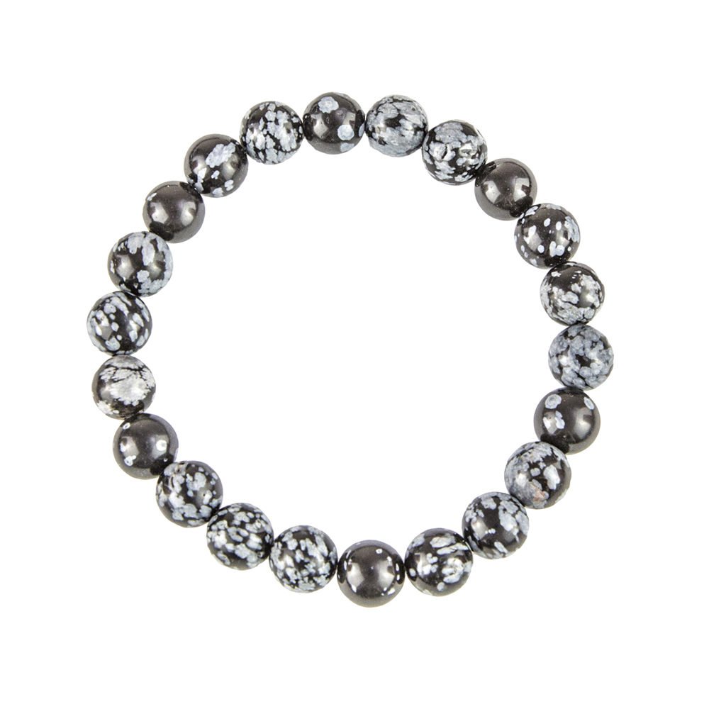 Bracciale in Ossidiana Neve - perline