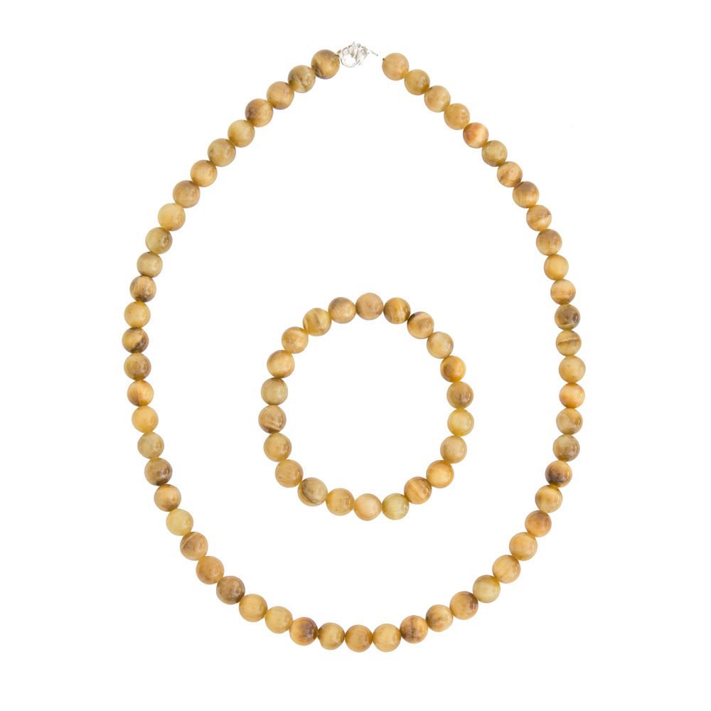 Set occhio di tigre dorato – Pietre sferiche da 6 mm