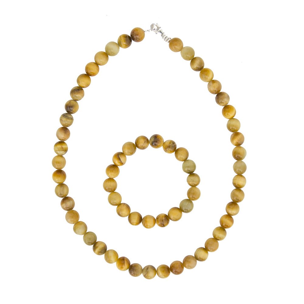 Set occhio di tigre dorato – Pietre sferiche da 6 mm