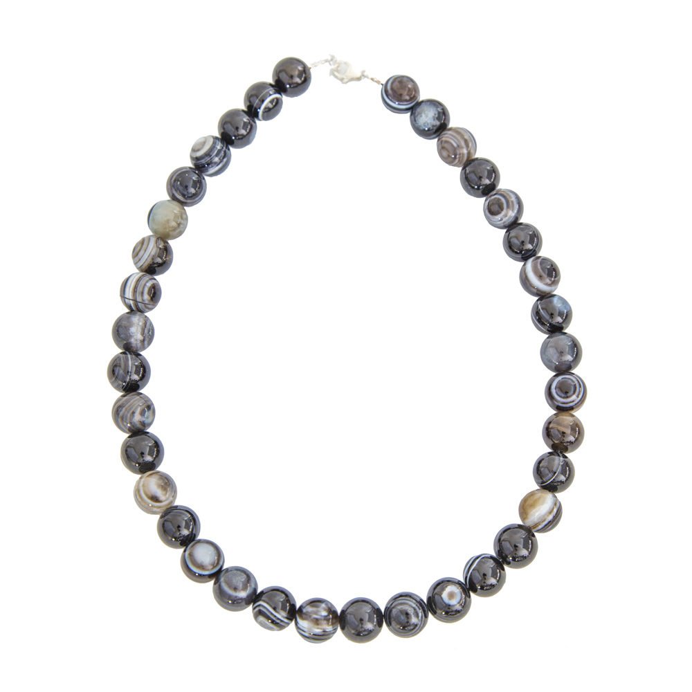 Collana in Agata Nera Zonata – Pietre sferiche
