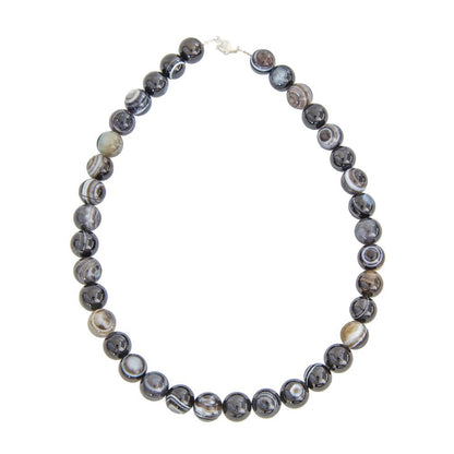 Collana in Agata Nera Zonata – Pietre sferiche