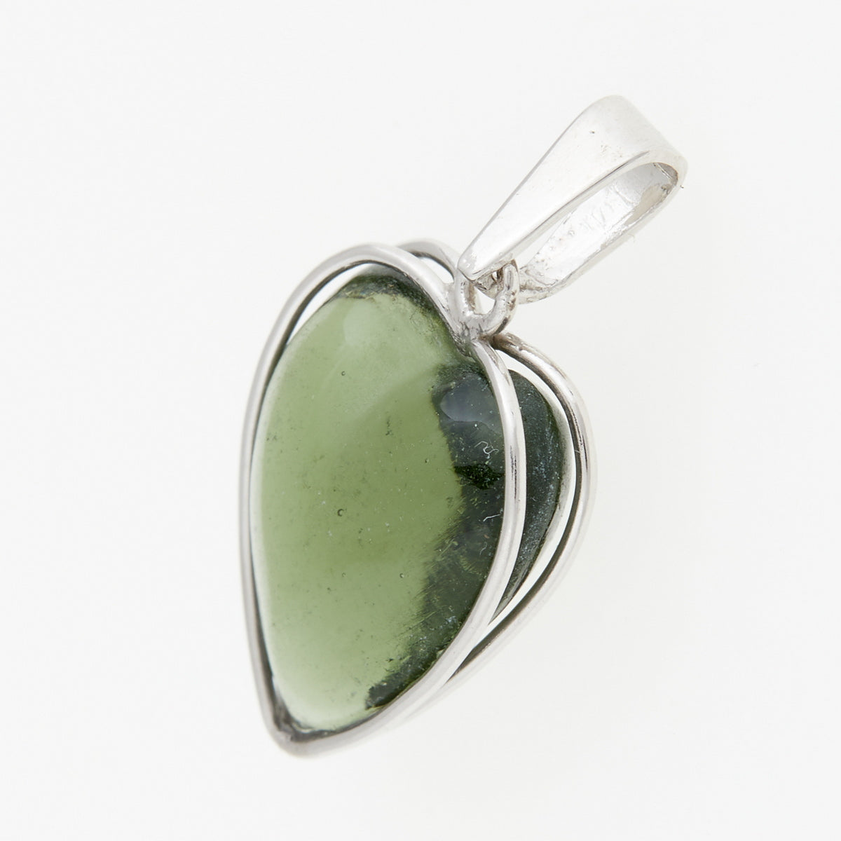 Ciondolo in argento con Moldavite – cuore 08