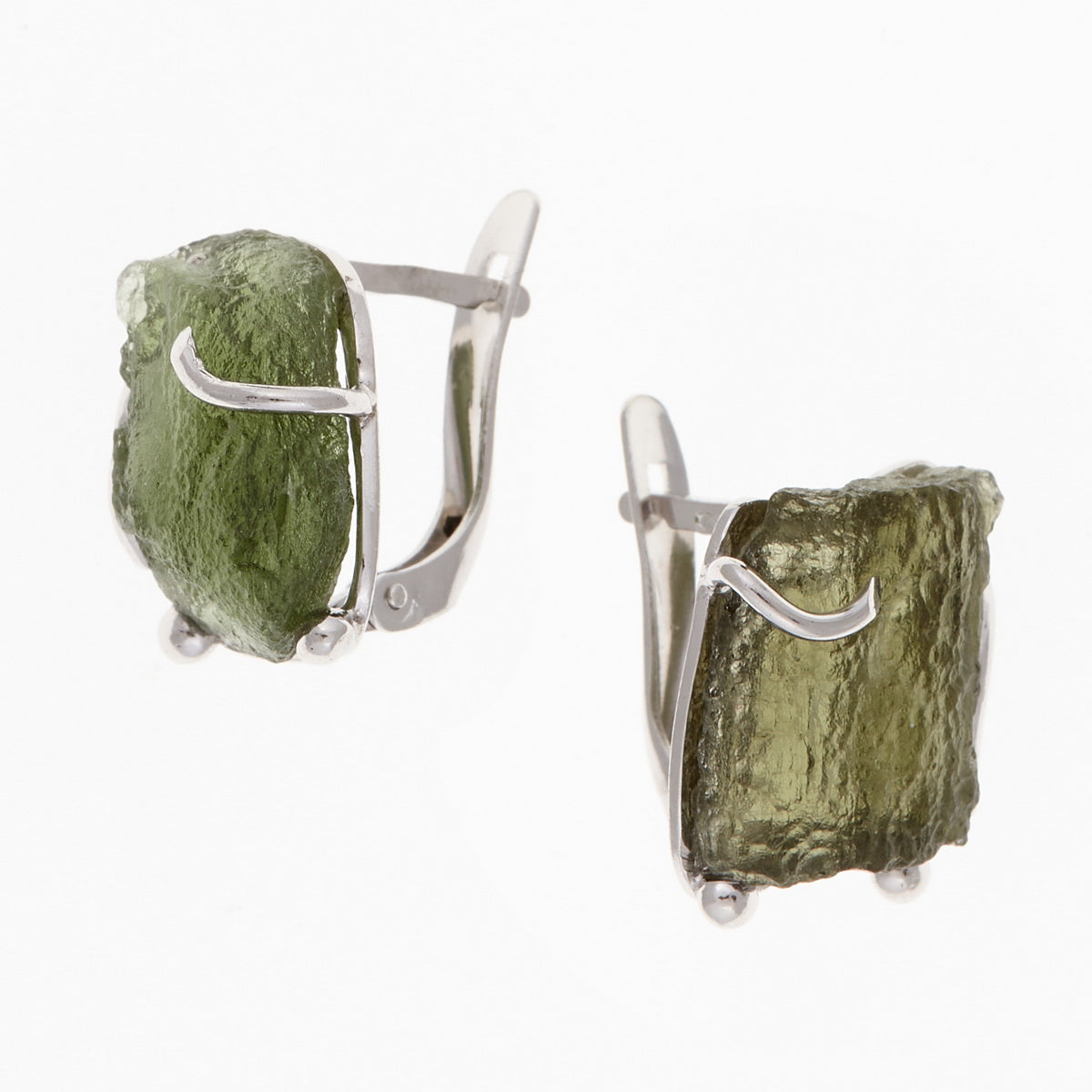 Orecchini in argento con Moldaviti naturali 06