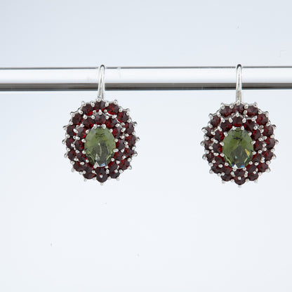 Orecchini in argento con Moldaviti e Granati 2399