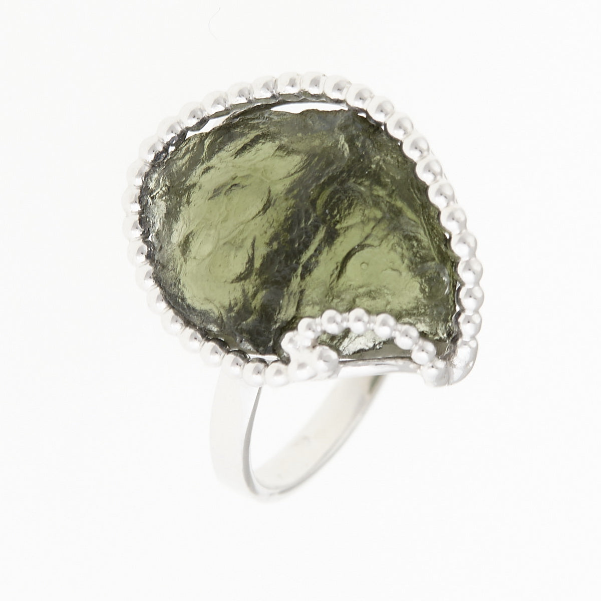 Anello in argento con Moldavite naturale 8544