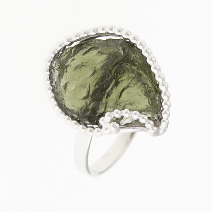 Anello in argento con Moldavite naturale 8544