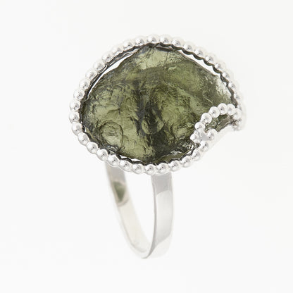 Anello in argento con Moldavite naturale 8544