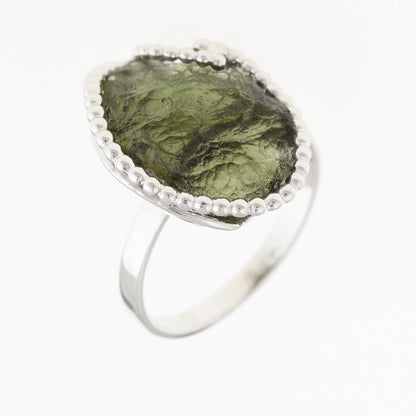 Anello in argento con Moldavite naturale 8544