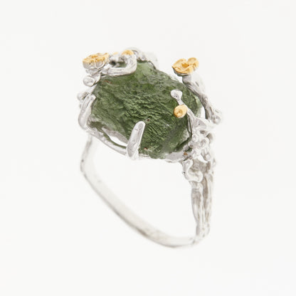 Anello in argento con Moldavite naturale 9184