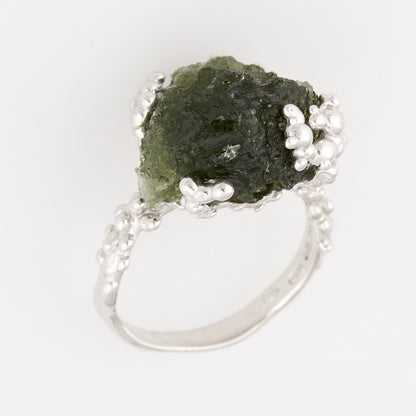 Anello in argento con Moldavite naturale 9189