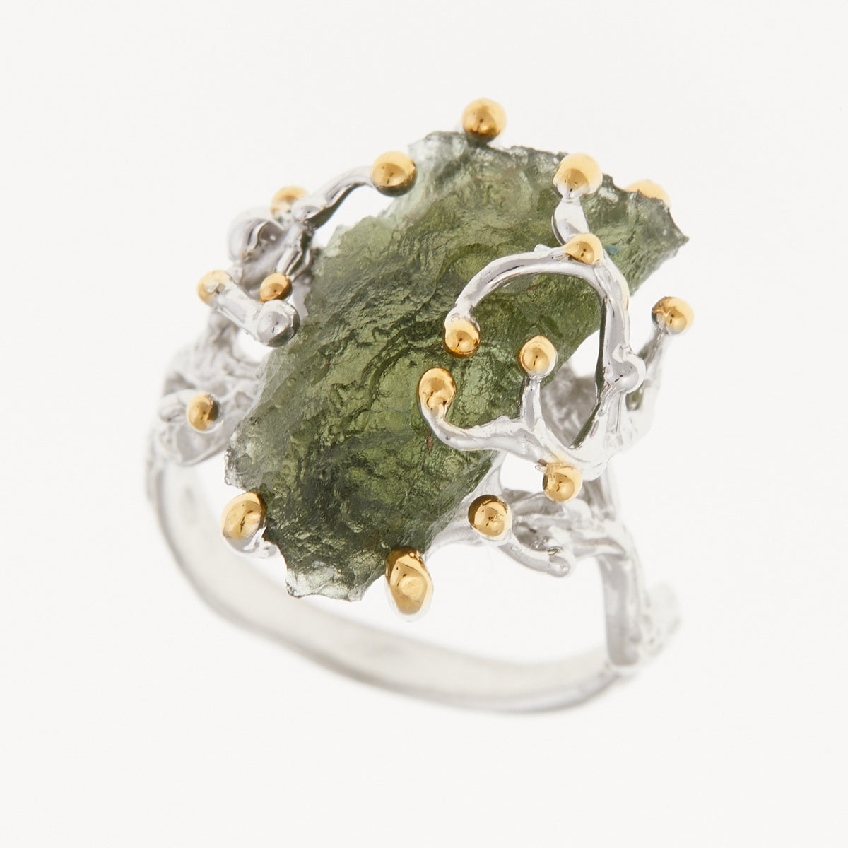 Anello in argento con Moldavite naturale 9198