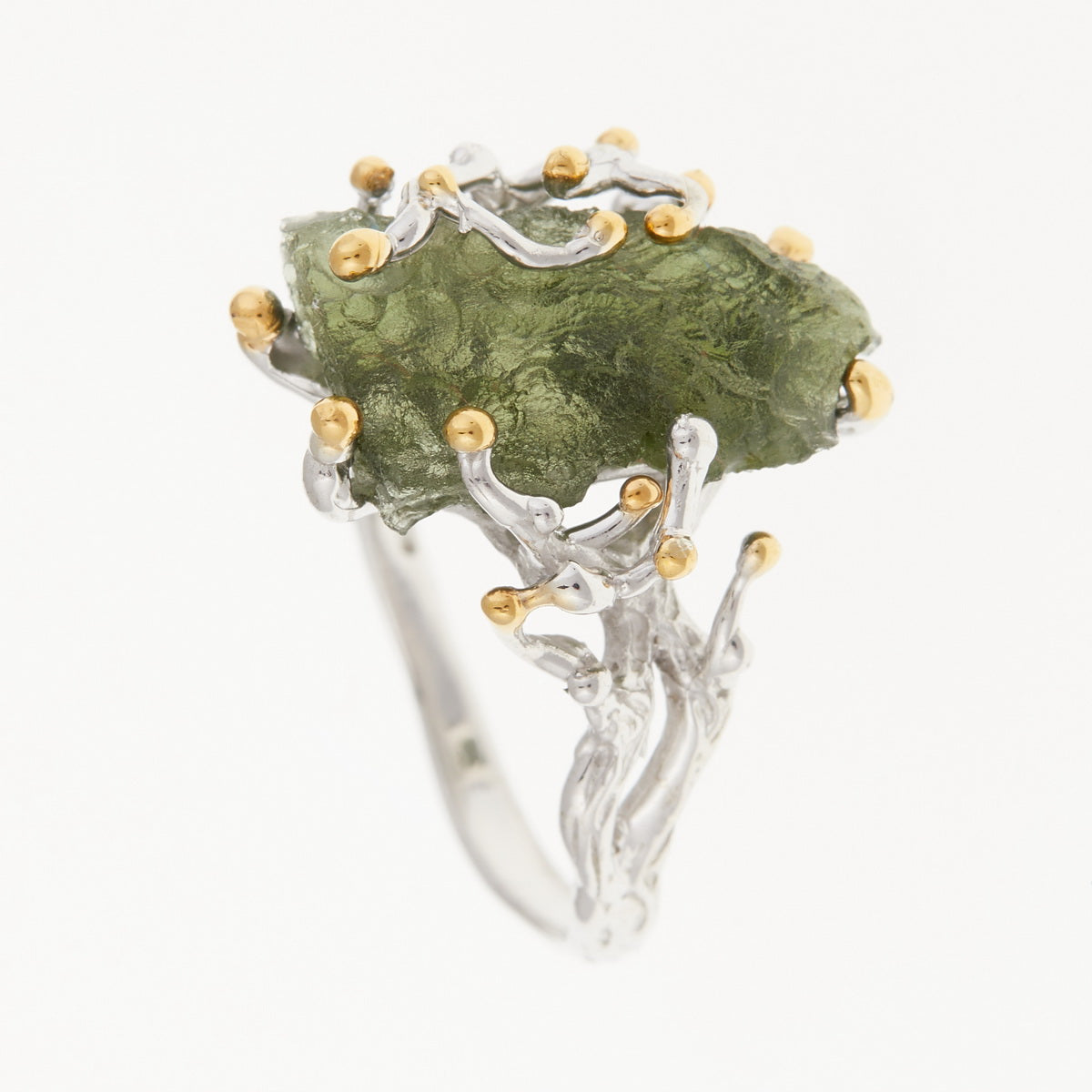 Anello in argento con Moldavite naturale 9198