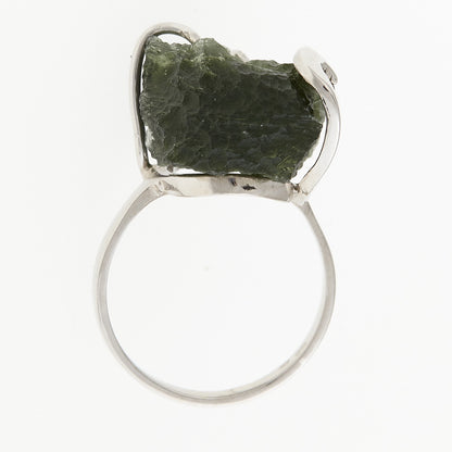 Anello in argento con Moldavite naturale 165