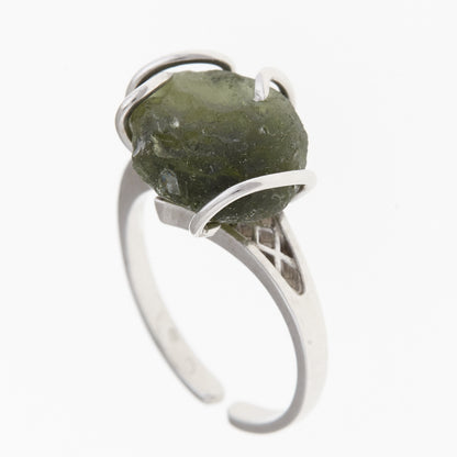 Anello in argento con Moldavite naturale 301