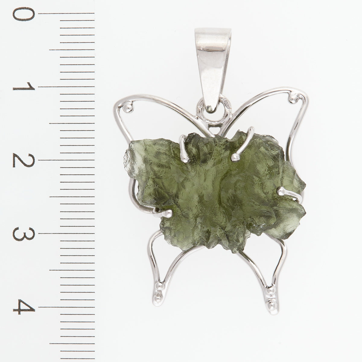 Ciondolo in argento con Moldavite – farfalla 6706