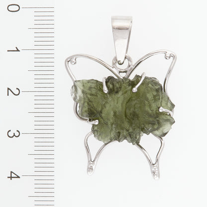 Ciondolo in argento con Moldavite – farfalla 6706