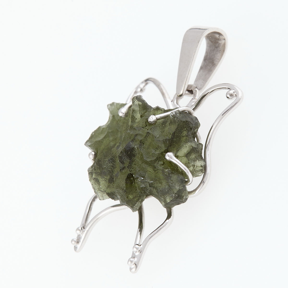 Ciondolo in argento con Moldavite – farfalla 6706