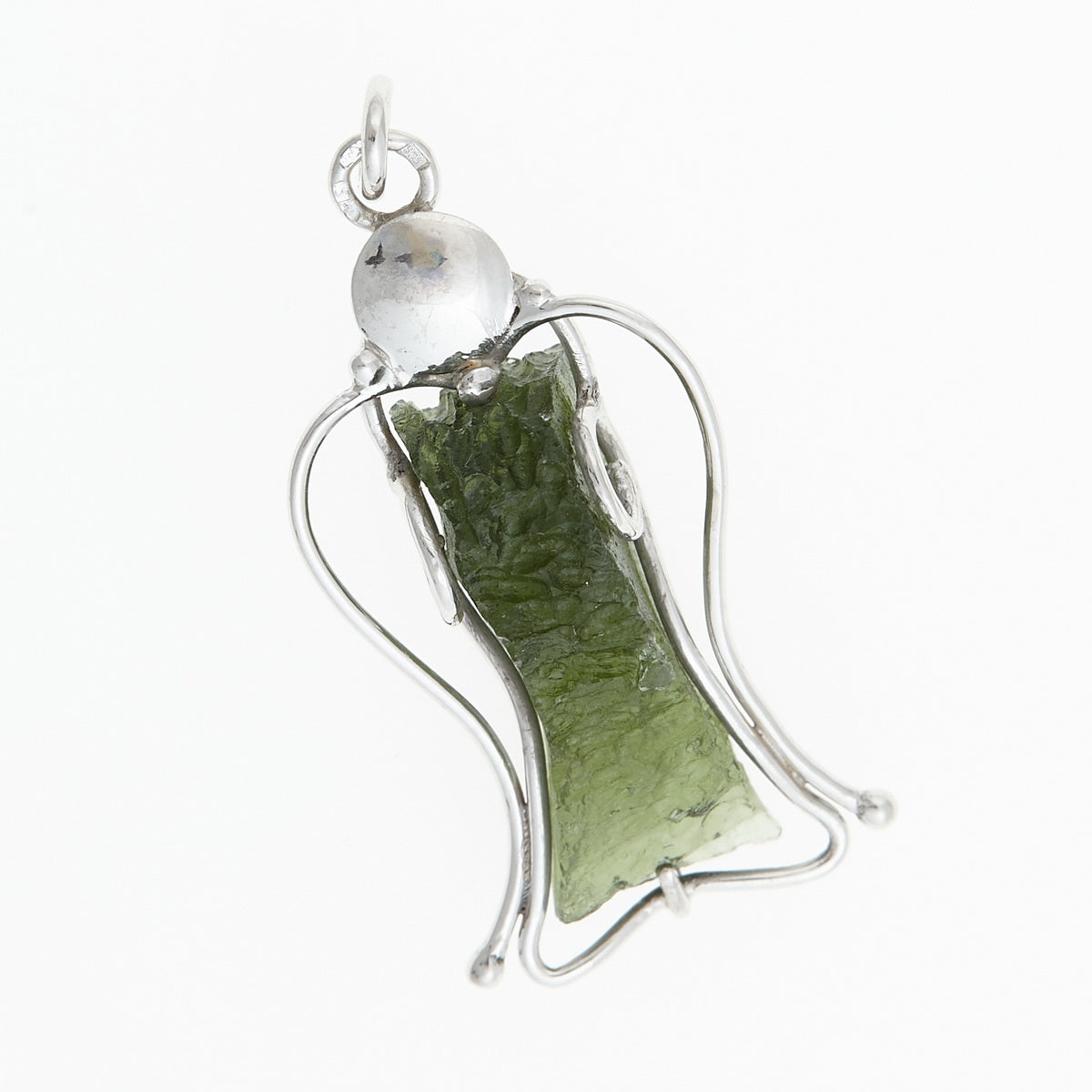 Ciondolo in argento con Moldavite – angelo 8405