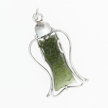 Ciondolo in argento con Moldavite – angelo 8405