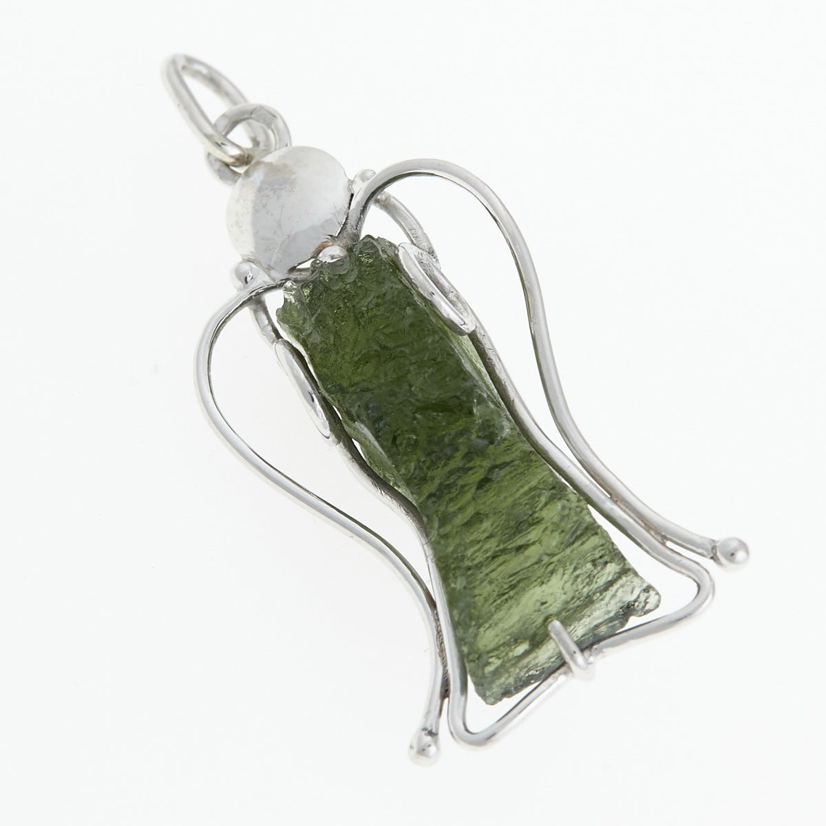 Ciondolo in argento con Moldavite – angelo 8405
