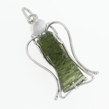 Ciondolo in argento con Moldavite – angelo 8405