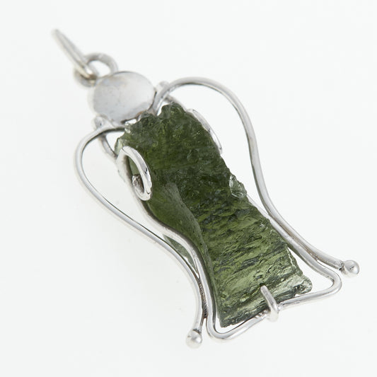 Ciondolo in argento con Moldavite – angelo 8405