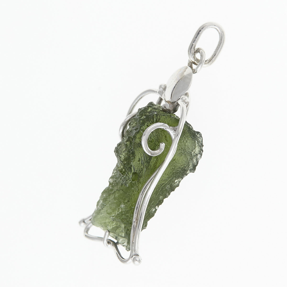 Ciondolo in argento con Moldavite – angelo 8405