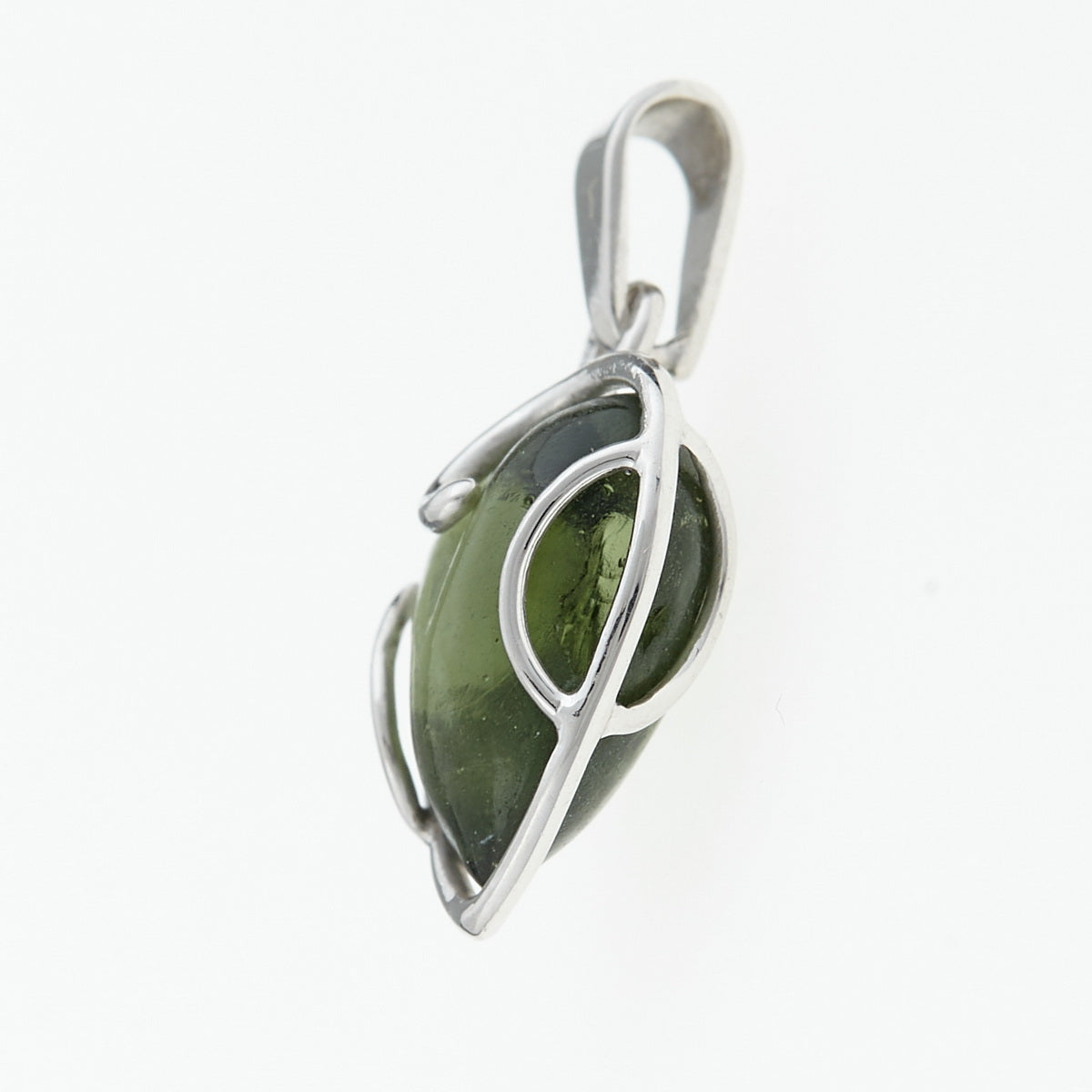 Ciondolo in argento con Moldavite – cuore 3
