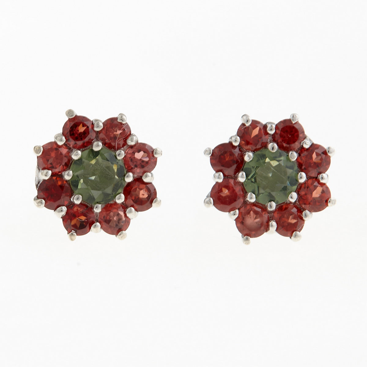 Orecchini in argento con Moldaviti e Granati 004 Codice catalogo: SAT004