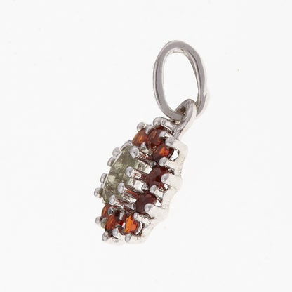 Ciondolo in argento con Moldavite e Granati 045