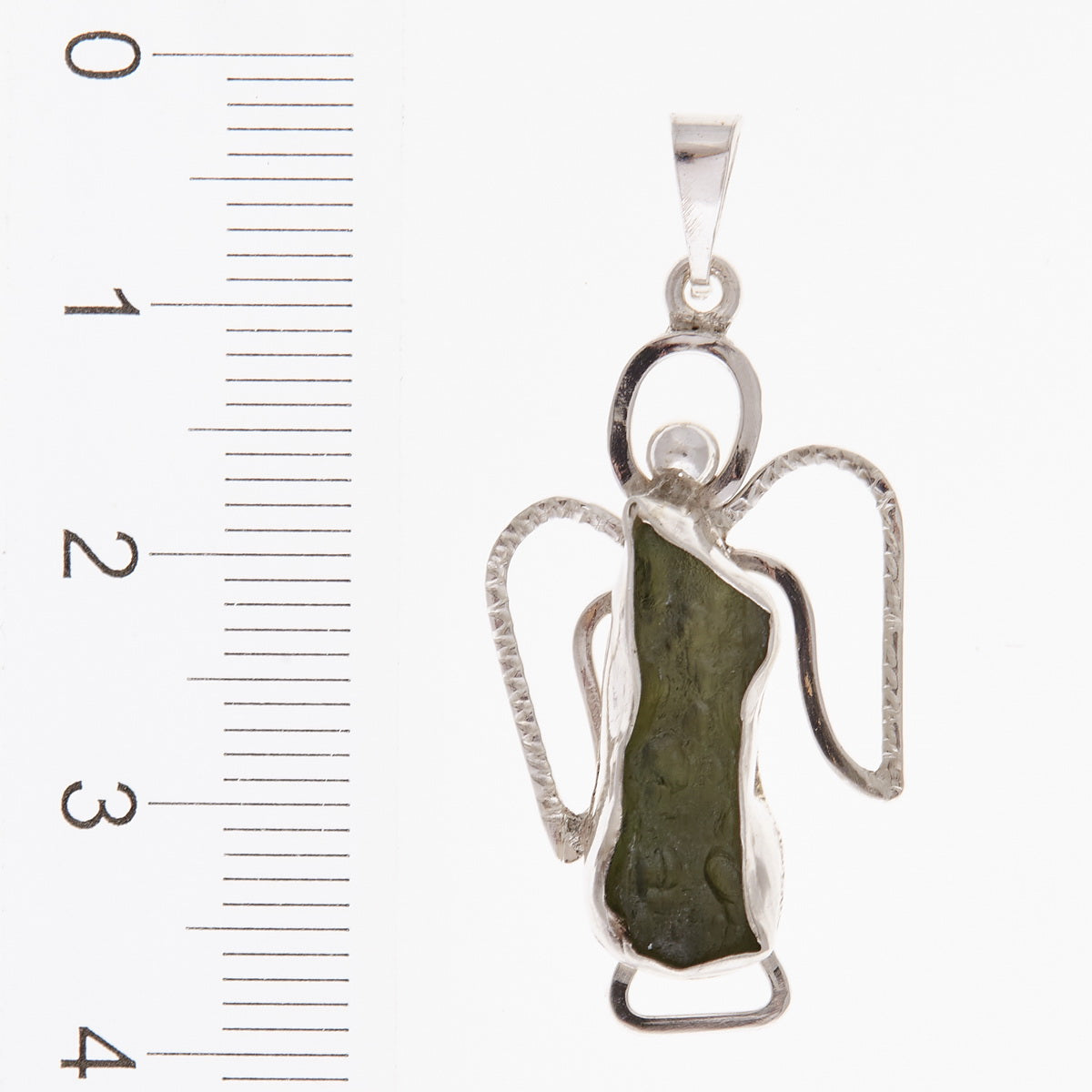 Ciondolo in argento con Moldavite – angelo 014-2
