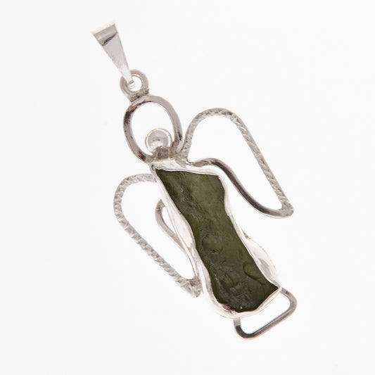 Ciondolo in argento con Moldavite – angelo 014-2