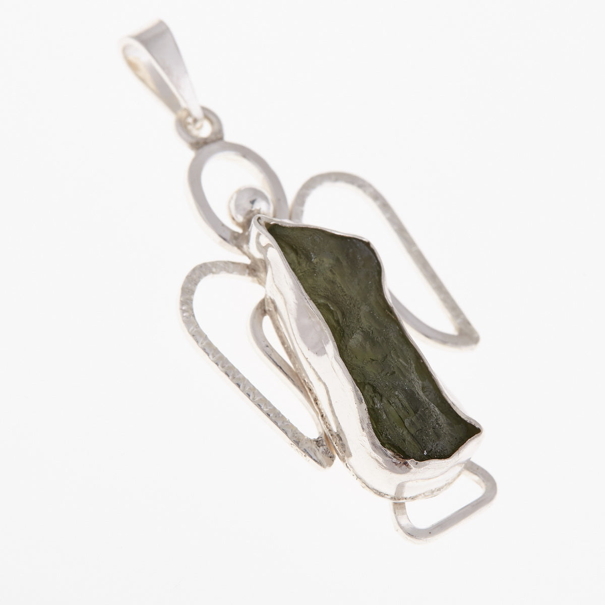 Ciondolo in argento con Moldavite – angelo 014-2