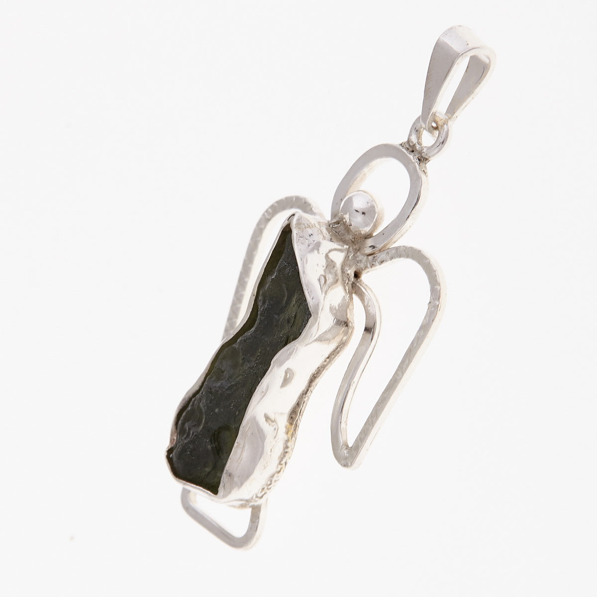 Ciondolo in argento con Moldavite – angelo 014-2