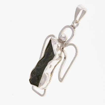 Ciondolo in argento con Moldavite – angelo 014-2