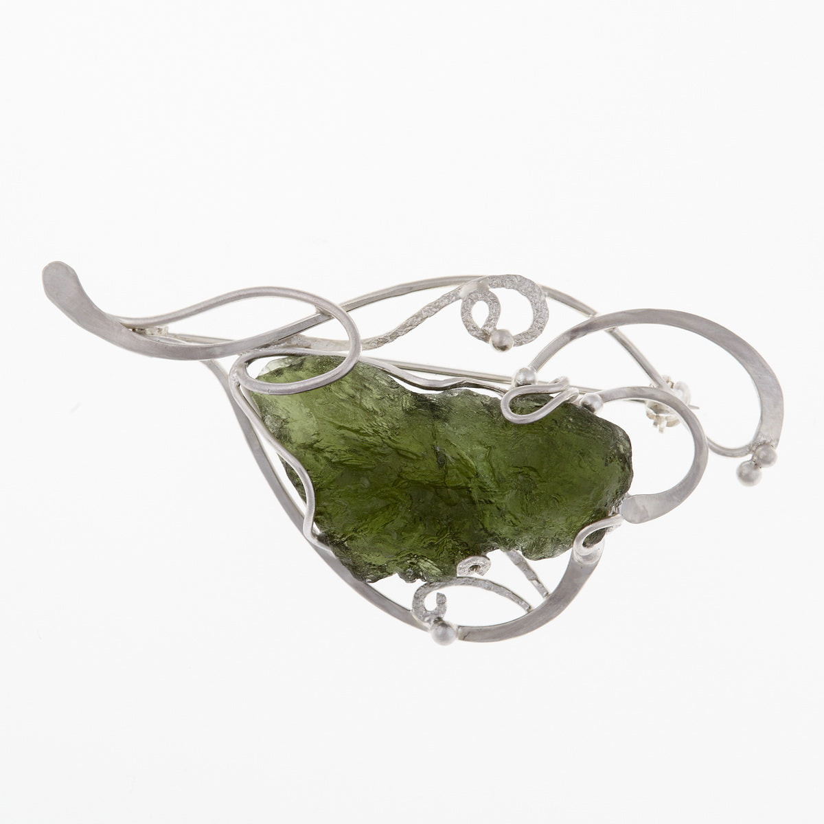 Spilla in argento con Moldavite naturale 015-7