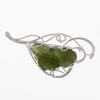 Spilla in argento con Moldavite naturale 015-7