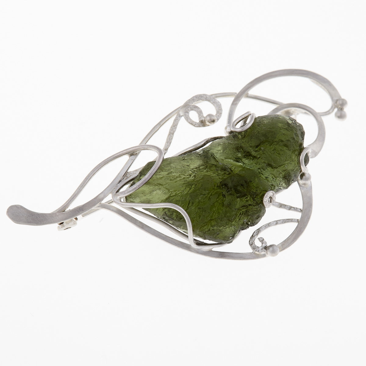 Spilla in argento con Moldavite naturale 015-7