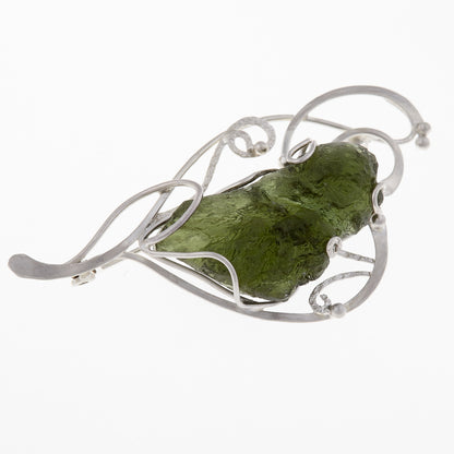 Spilla in argento con Moldavite naturale 015-7